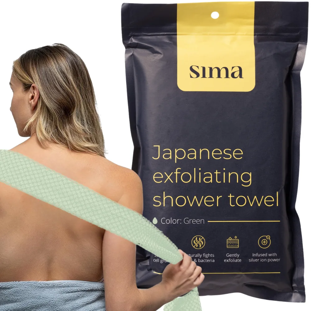 Sima Japanese Exfoliating Shower Towel – Aloe Green - Image 3